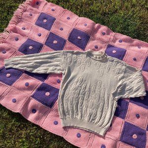 Vintage knit sweater cotton 80s 90s light pale pink  | S-L | abstract texture